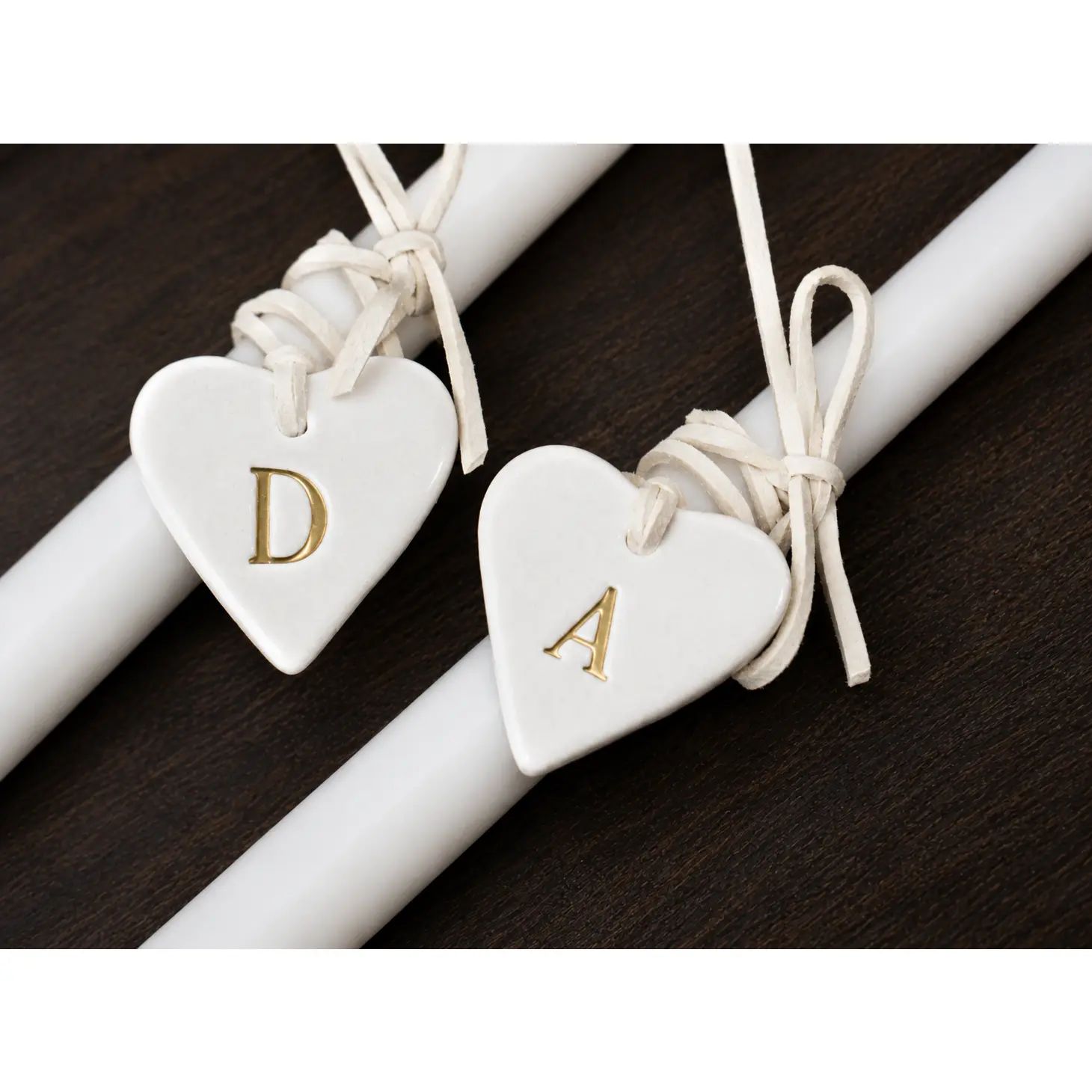 Two Hearts Become One Taper Unity Candles Personalized with Initials