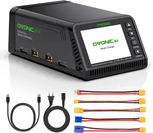 Ovonic X4 500W 4-Channel Smart RC Charger 15A per Channel Auto Power Allocation, 1-6S LiPo/Li-Ion/LiHV/LiFe & 3-18S NiMH, 3.5" IPS Display, 98% Efficiency