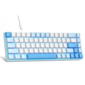 MageGee Portable 60% Mechanical Gaming Keyboard, MK-Box LED White Backlit Compact 68 Keys Mini Wired Office Keyboard with Red Switch for Windows Laptop PC Mac - Grey