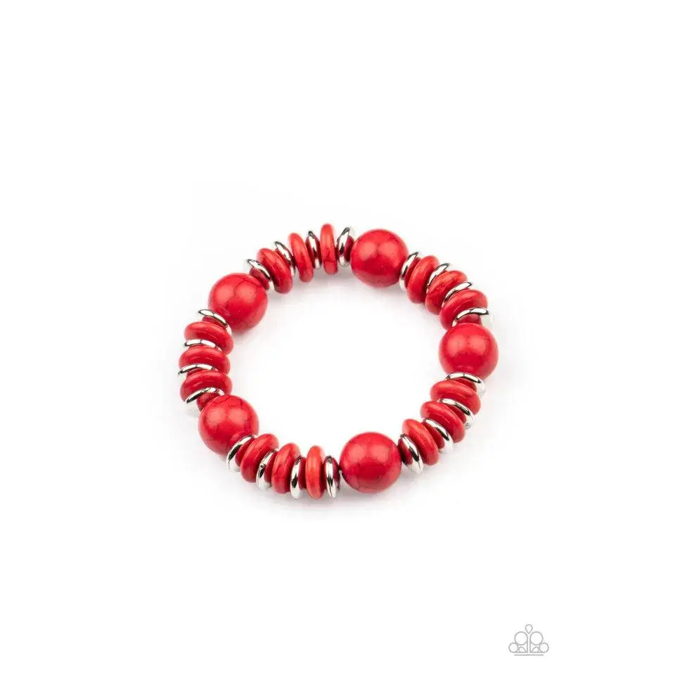 Paparazzi-Rustic Rival - Red Bracelet