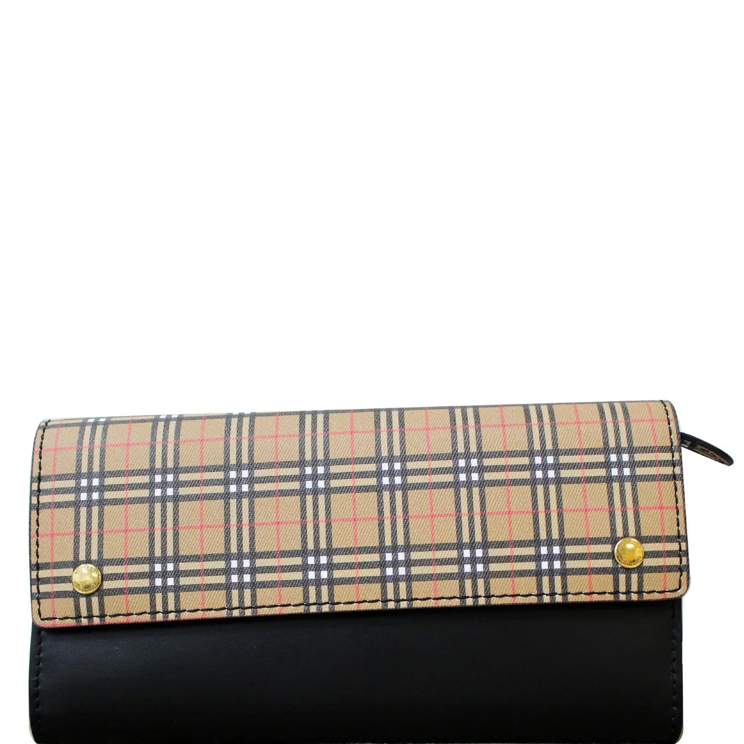 Pre-owned BURBERRY Leather Small Leather Goods Small Scale Continental Check Wallet Black