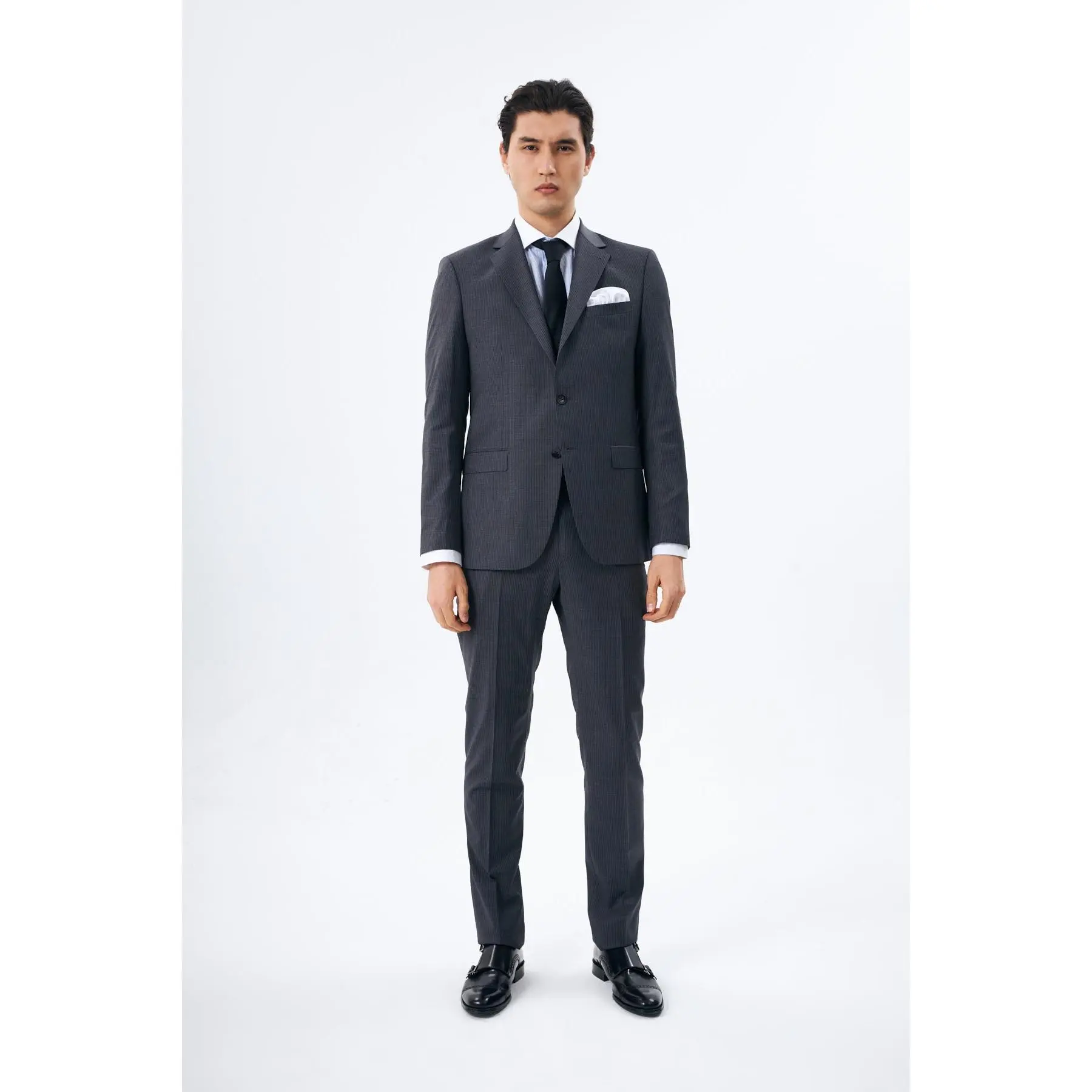 Charcoal Chalk Stripe Wool Suit