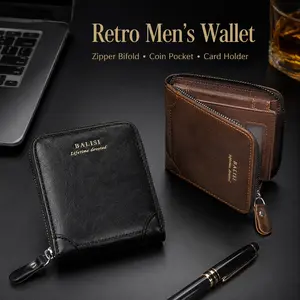 2026 New Men Retro Short Wallet, Soft PU Leather Bifold Wallet, Functional Zipper Card Holder and Coin Money Bag, Classic Men Accessories, Household Reminder: Do Not Wash the Product
