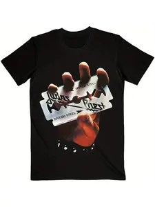 Judas Priest British Steel T Shirt - Black, New, Soft Cotton for Rock Music Fan