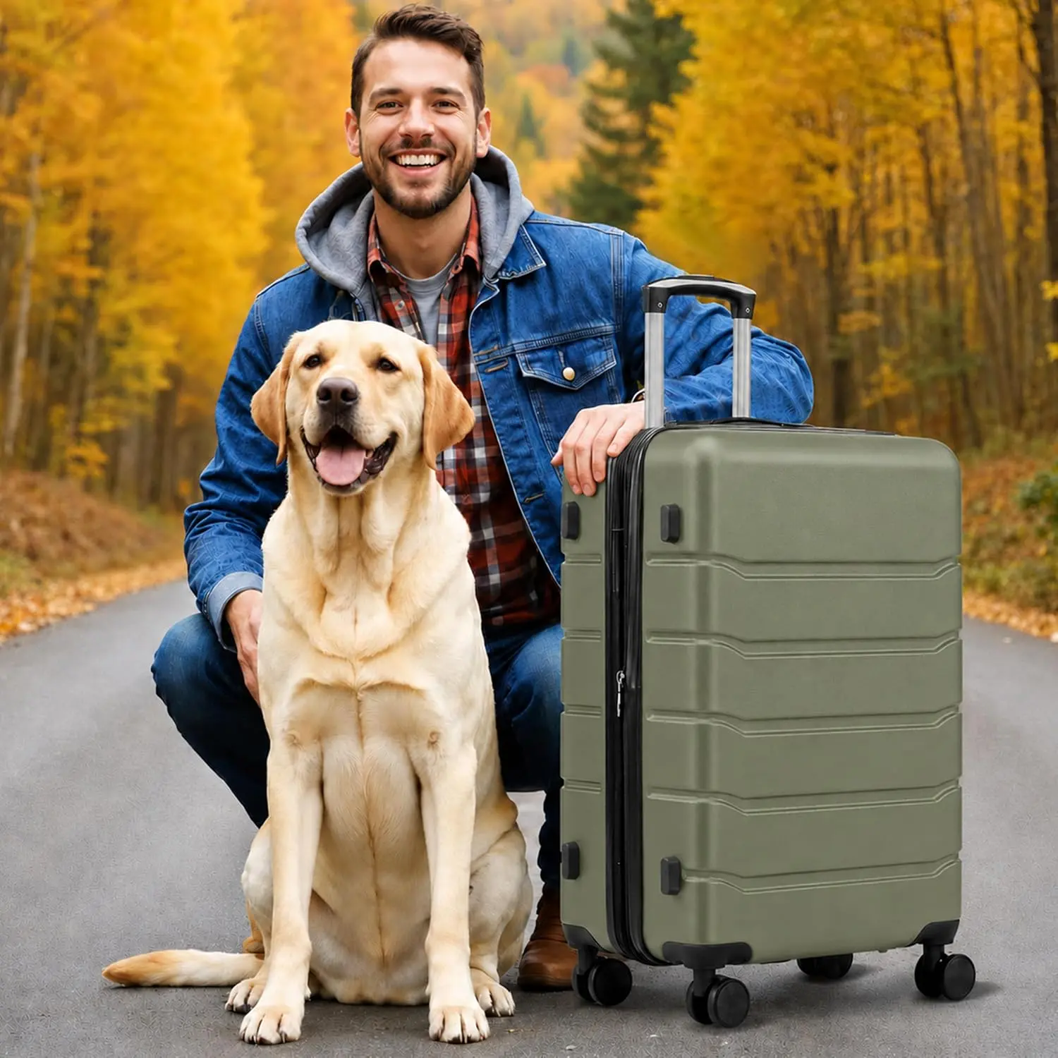 24 Inch Carry-On Luggage, Hardside Suitcase with Spinner Wheels, Lightweight ABS Hard Shell Travel Luggage, TSA Approved Lock, Expandable Small Suitcase for Business & Travel