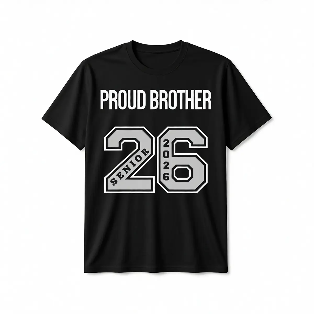 Men's Proud Brother Senior Class of 2026 Graphic Tee - Menswear Basic Tshirt, Casual Round Neck Top in 100% Cotton Comfortable Fabric