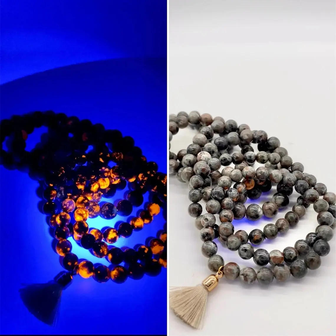 8mm Yooperlite Crystal Bead Bracelet - UV Reactive Semi-Precious Stone Jewelry