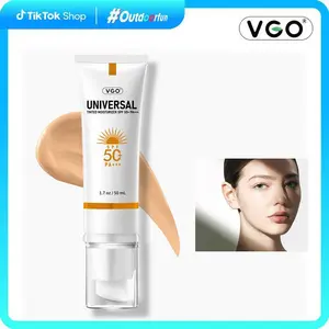 VGO Sun Protection Universal Tinted Moisturizer SPF 50+ Comforting Facial Skincare Physical Sunscreen Makeup Toner Lactic Hydrating Moisturizing Case Cleansing Moisture Hydrate