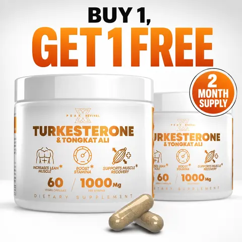 Peak Revival-X Turkesterone & Tongkat Ali Colostrum Dietary Supplement - 120 Capsules, 2-Month Supply, 1000mg per Serving - Non-GMO, Gluten-Free Healthcare Fitness, Sports Performance, Stamina, High Potency Bodybuilding Supplement, Healthcare Fitness Supp