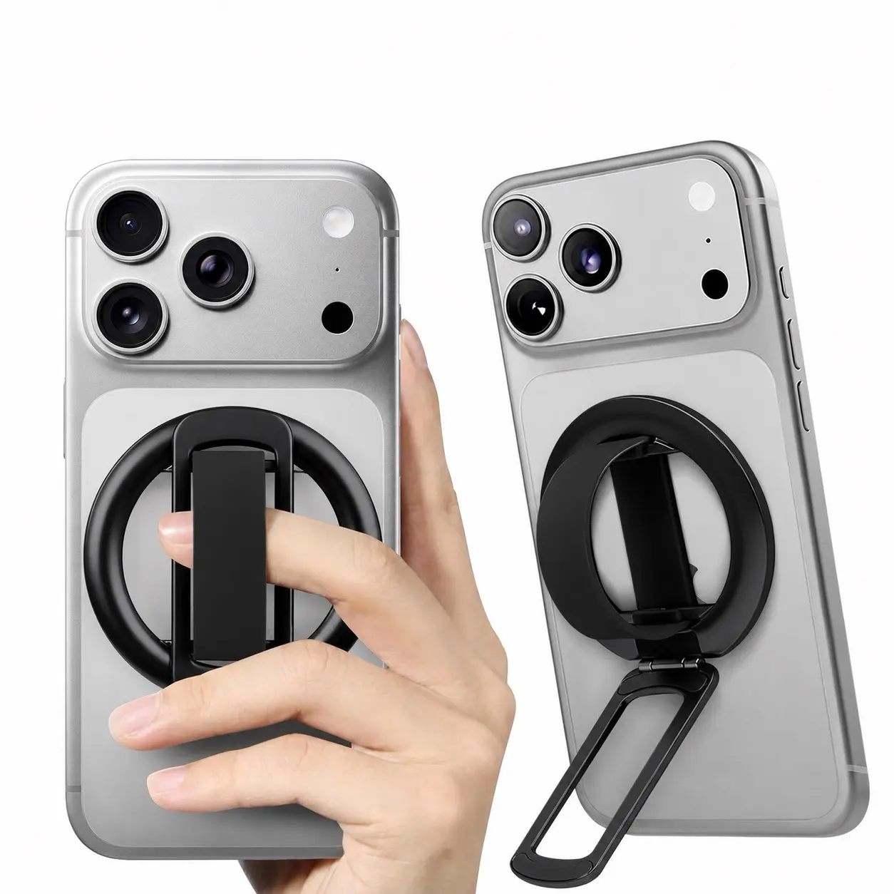 LISM MagSafe Compatible 2-in-1 Magnetic Phone Grip-Stand, Hands-Free Holder for iPhone 15/16/17 Pro Max, Samsung Galaxy S26 Ultra, Pixel 10 - Ideal for TikTok, Video Calls