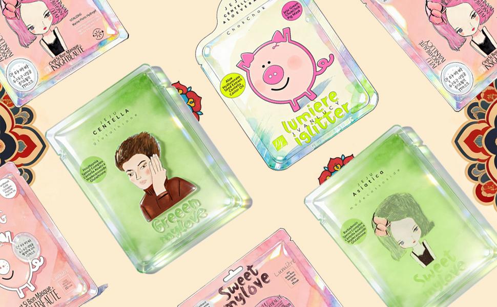 【JU】3-in-1 Asiatica Face Mask | Hydrating, Brightening  & Barrier-Repairing with Aloe Vera, Centella Asiatica,Madecassoside, Glutathione & Sprout Complex | Korean Facial Masks | Korean Skincare