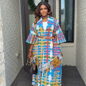 Akwaete Kimono - Bold Statement Piece Rich in Fabric with Colorful Patterns and Tassel Details