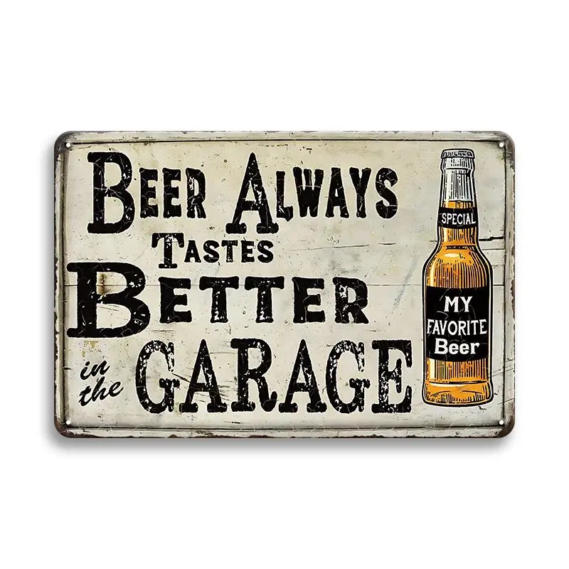 Retro Metal Tin Sign, 1 Set Beer Letter Pattern Wall Decor Plaque, Vintage Garage Wall Decor for Restaurant, Cafe, Bar, Club, Home Living Room, Wall Art