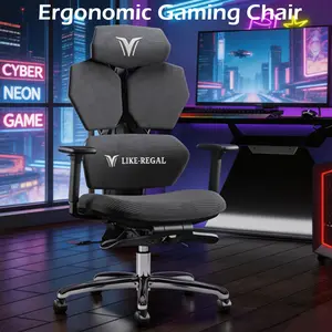 leaning chairErgonomic Gaming Chair,Office Desk Chair with High Back Mesh and Adjustable Lumbar,Video Gaming Chair with Footrest,load-bearing capacity of 440 lbs,3D Rotating Headrest Chair for Home Office