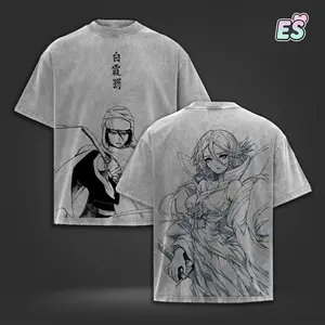 [ES] Rukia Kuchiki Bleach Bankai “Hakka no Togame” Vintage Washed Oversize Heavyweight Cotton Graphic T-Shirt Tee