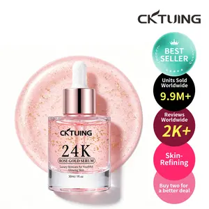 1/2PK-24K Rose Gold Flakes Serum | Real Gold + Rose Extract + Hyaluronic Acid | Instant Glow & Firming | Korean Luxury Skincare quick absorption