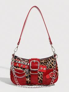 women's fashion chain strap decorated stylish crossbody bags, casual versatile shoulder bag for daily used, trendy all-match commuter bag, fashionable unique bags, crossbody purses