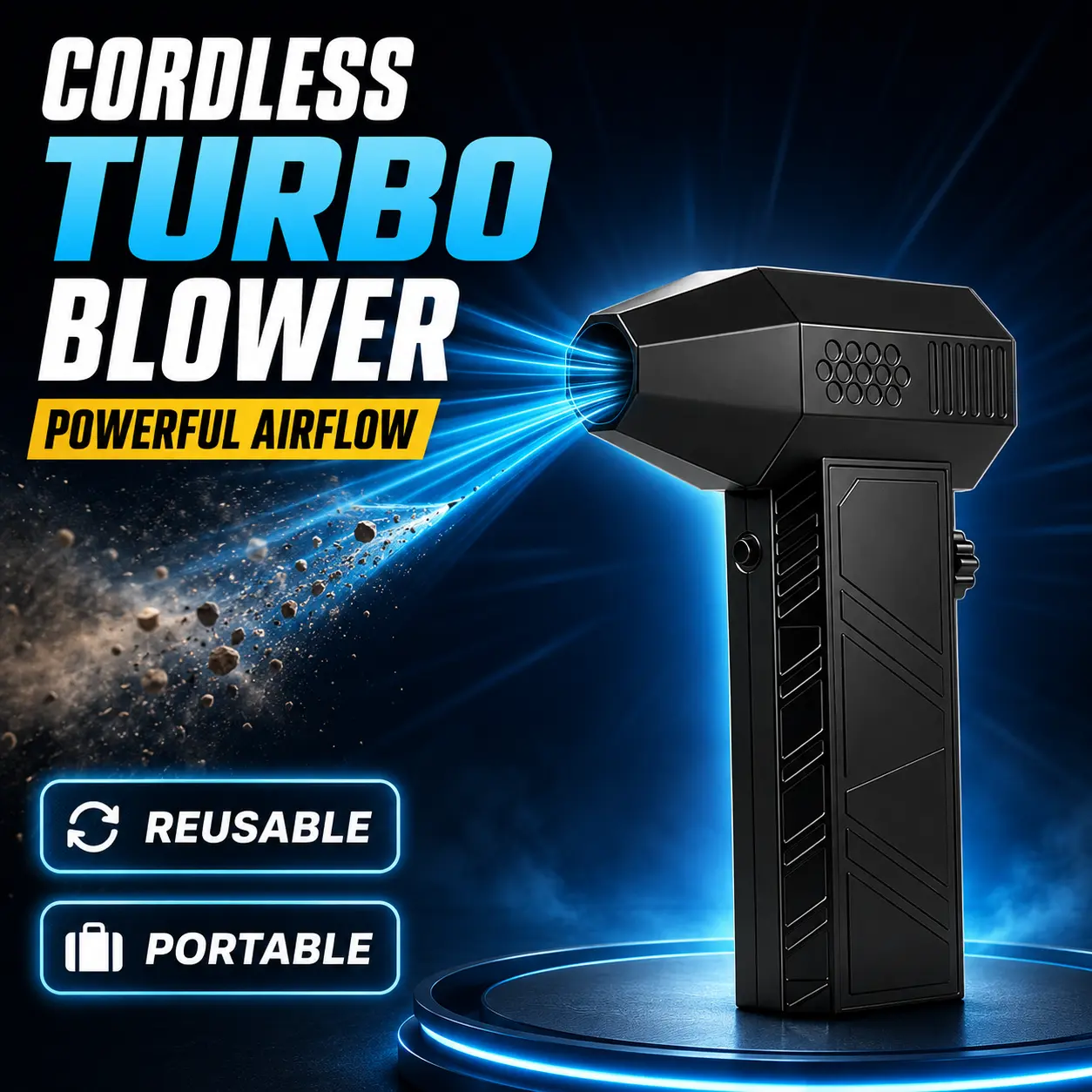 SRGARH Powerful Cordless Miniaturized Portable Turbo Fan - High-Speed Handheld Rechargeable Type-C Charging Fan for Car, Electronics Cleaning, Powerful Turbo Fan, Cordless Turbo Fan