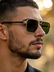 Men's Metal Frame Square Sunglasses, Casual Business Style, Versatile Daily Wear, Suitable for Travel Commuting Outdoor Activities