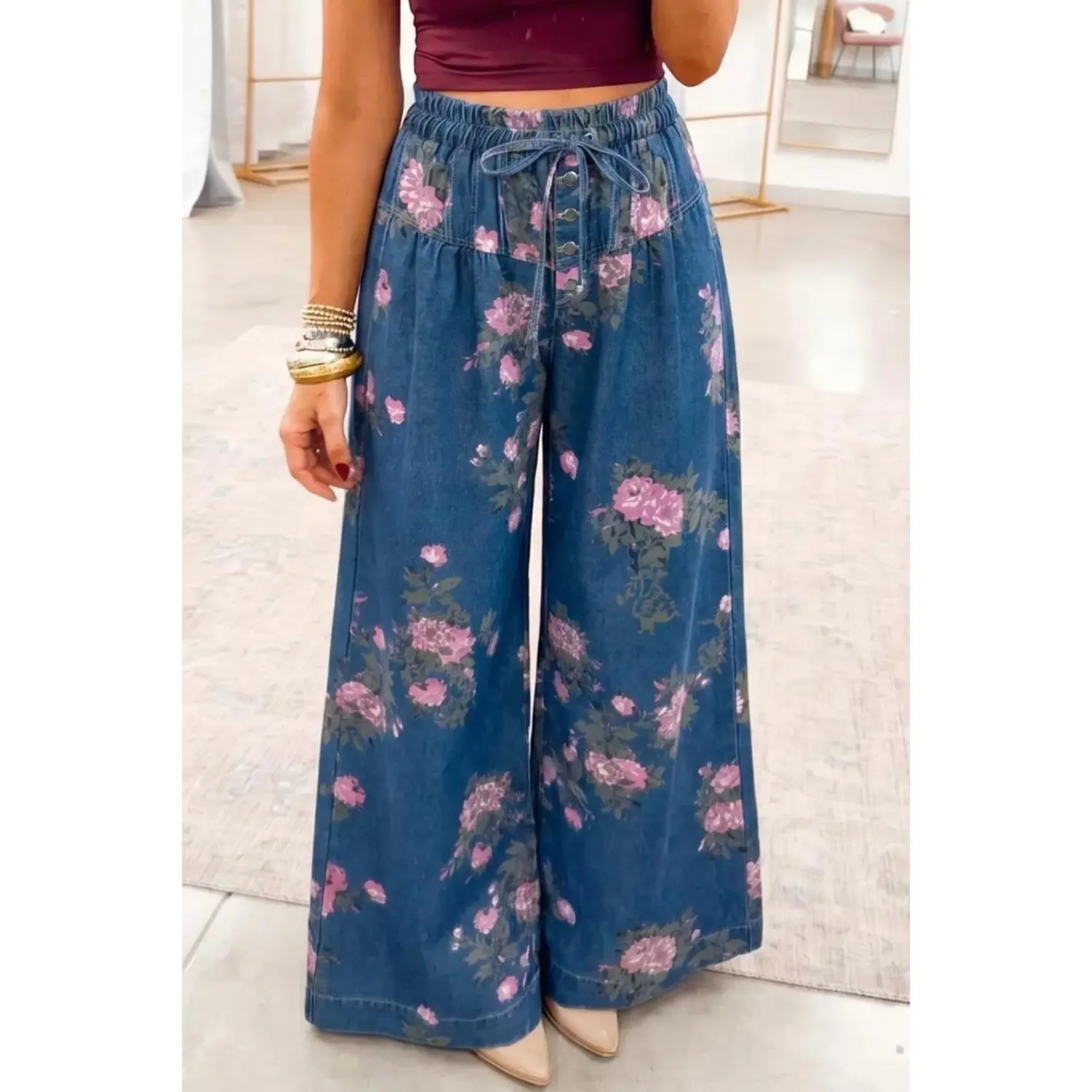 Floral Wide Leg Jeans