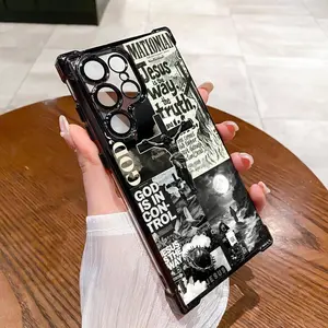 Creative Jesus Pattern Cross Shockproof Casing For SAMSUNG GALAXY S22 S23 S24 S25 FE ULTRA PLUS Electroplating luxury transparent four corner anti drop and shockproof phone case  316