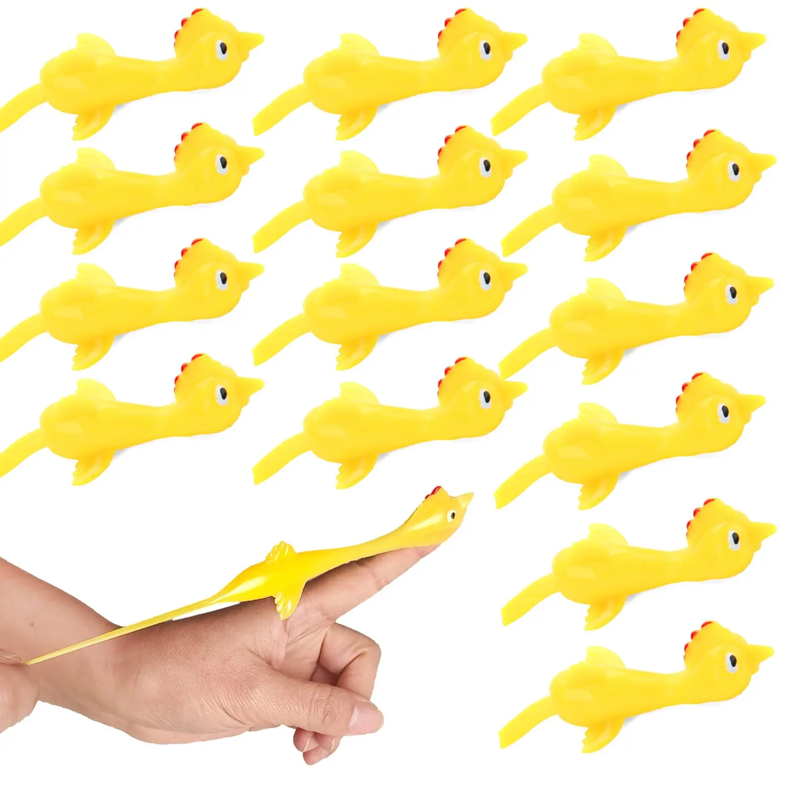 10-Pcs Chicken Shape Flying Sticky Rubber Slingshot Fidget Toys, Easter Egg Fillers & Basket Stuffers, Kids Interactive Games Gag Prank Props for Ages 4+, 4-6 Years Classroom Use