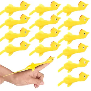 Easter Egg Fillers-10 Pcs Slingshot Chicken Finger Toys, Easter Basket Stuffers Classroom Gifts Party Favors for Kids, Flying Sticky Rubber Chicken Fidget Toys, Funny Gag Gifts for Boys Girls