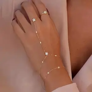 Elegant Women's Stainless Steel Bracelet with Zirconia Flower Design, Adjustable Fashion Bracelets Jewelry for Ladies, Perfect Gift Idea