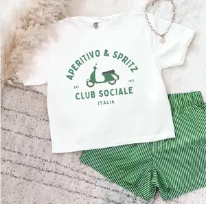 Aperitivo Spritz Social Club Graphic Crop Tee Italian Summer Boxy Shirt