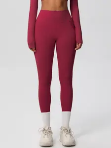 Women's Solid Stretchy High Waist Sports Leggings, Casual Comfy Breathable Quick Drying Skinny Tight Fit Pants for Yoga Gym Workout Running, Ladies Sportswear for All Seasons