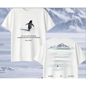 But Why Nihilist Penguin Graphic Tee 100% Cotton Lone Journey Mountain Print Casual Streetwear Unisex Daily Wear