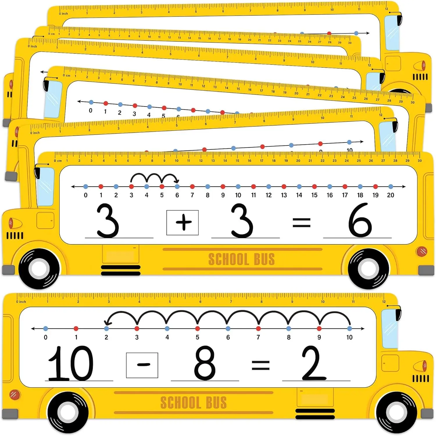 Number Line Dry Erase Boards Cards - 26 pcs, 14"x4", Double-Sided 0-10 & 0-20, Math Manipulatives for Kids, Student, 1st Grade Classroom Must Haves