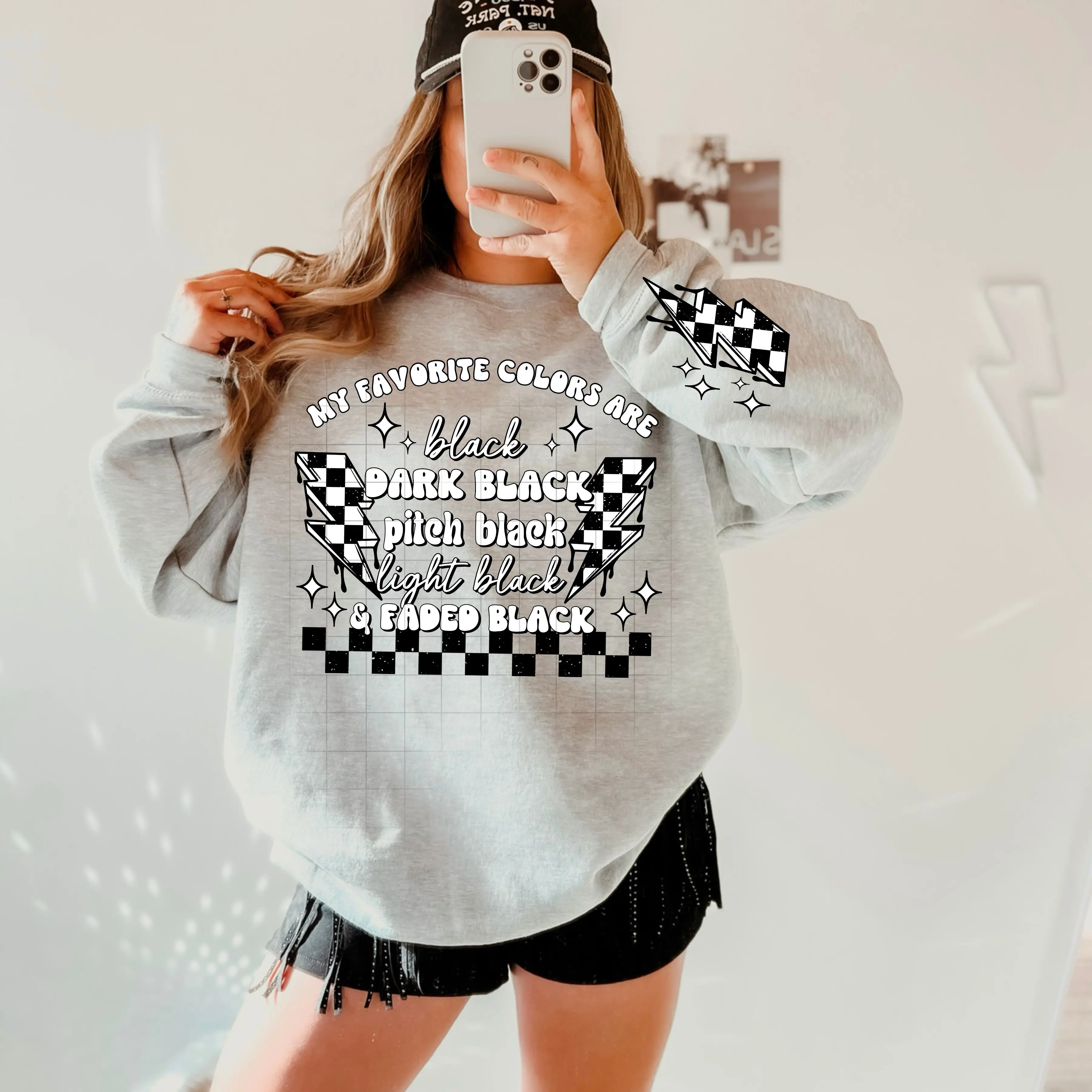 My Favorite Colors are Black Dark Black And Faded Black Cute Women's Graphic Crewneck