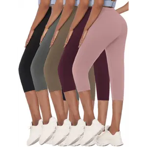Super Soft 5pcs Capri Pants - No See Through Workout Running Yoga Athletic Leggings for Women