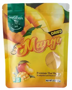 Thairaya Dried mango 8 Oz, Dried mago slices - Dried fruit snacks Low sugar Reusable bags - Healthy snacks Vegan Soft Juicy Sweet fresh fruit Thai mango fruit snacks healthy snacks organic fruit
