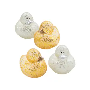 2" Gold & Silver Glitter Sparkle Clear Rubber Ducks - 12 Pc.