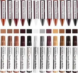 SEISSO Furniture Repair Kit, 12 Colors Furniture Touch-up Markers and Wood Fillers Sticks for Stains, Scratches, New Upgrade Furniture Touch Up Kit - Restore Wooden Table, Cabinet, Floors, Door