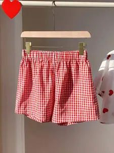 Women's Fashion Plaid Shorts, Elastic Waistband Design, Spring and Summer Style, Trendy Pants for Various Occasions