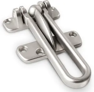 N Drill Swing Bar Door Lock Durable Door Guard for  & Front Doors, Childproof Door  Made from Reinforced Diecast Metal for Home  (Satin Nickel, 2 Pack)