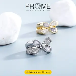 (CR006) Open-Back Prong CZ Rings 5A Hand-Set Stones Adjustable Fit Unisex Hip-Hop Jewelry Bold Urban Gift