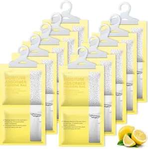 Moisture Absorbers Packets 10 Pack, Dehumidifier Bags for Closet, Scented Hanging Humidity Absorber in Wardrobes, Bedrooms, Bathrooms (Lemon)