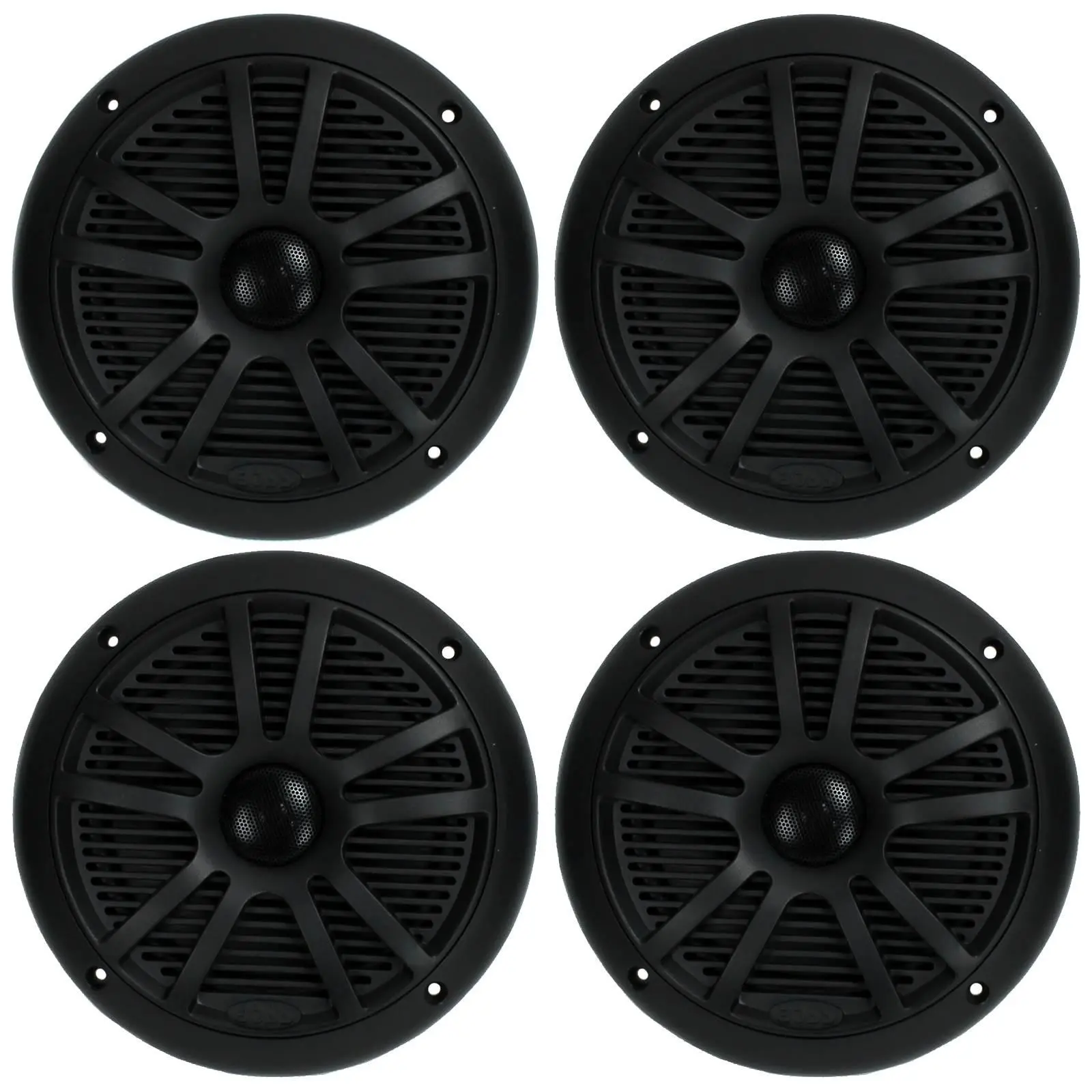 BOSS 6.5" 360W Dual Cone Black Marine Boat Outdoor Audio Speakers, 4pk | MR6B