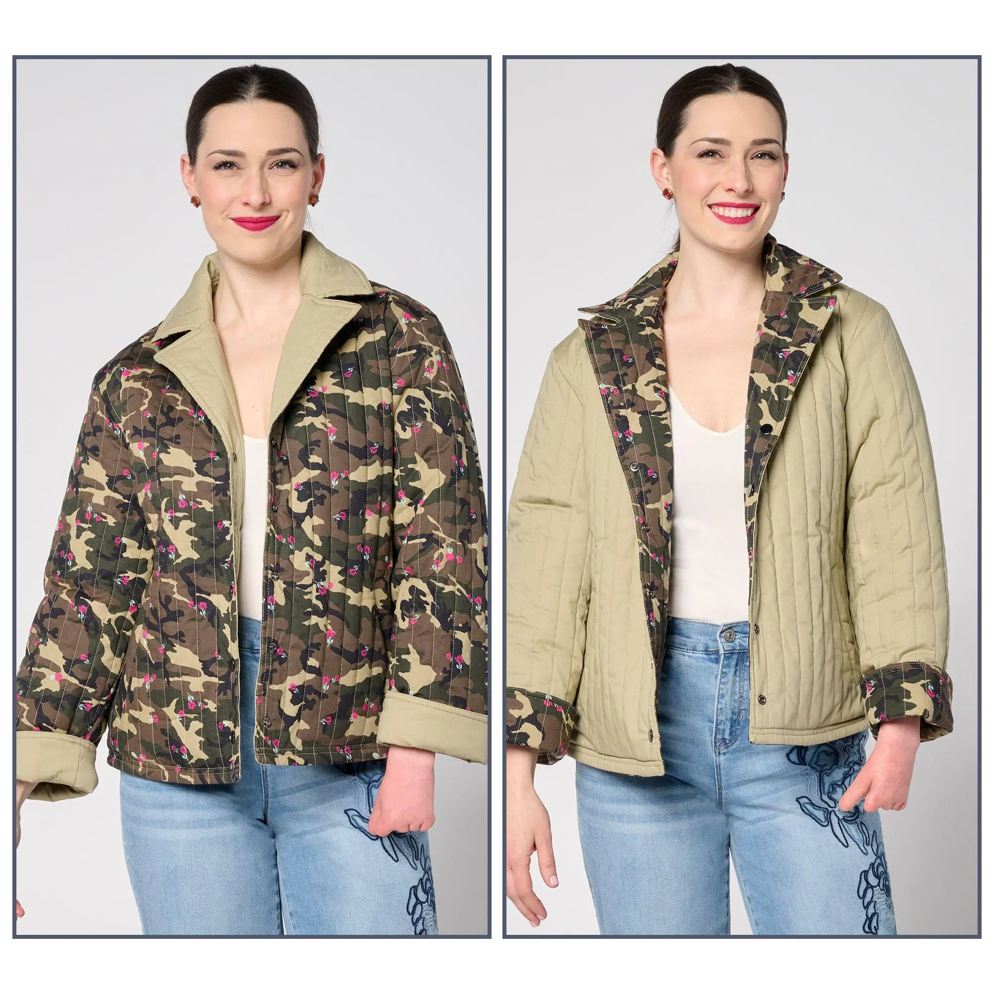 nicole by Nicole Miller Reversible Stretch Poplin Quilted Jacket