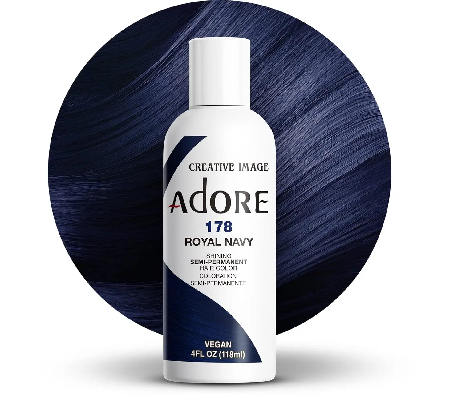 Adore Semi Permanent Hair Color, 178 Royal Navy, 4 Fl Oz | Vegan & Cruelty-Free Blue Hair Dye | No Ammonia, No Peroxide, No Alcohol