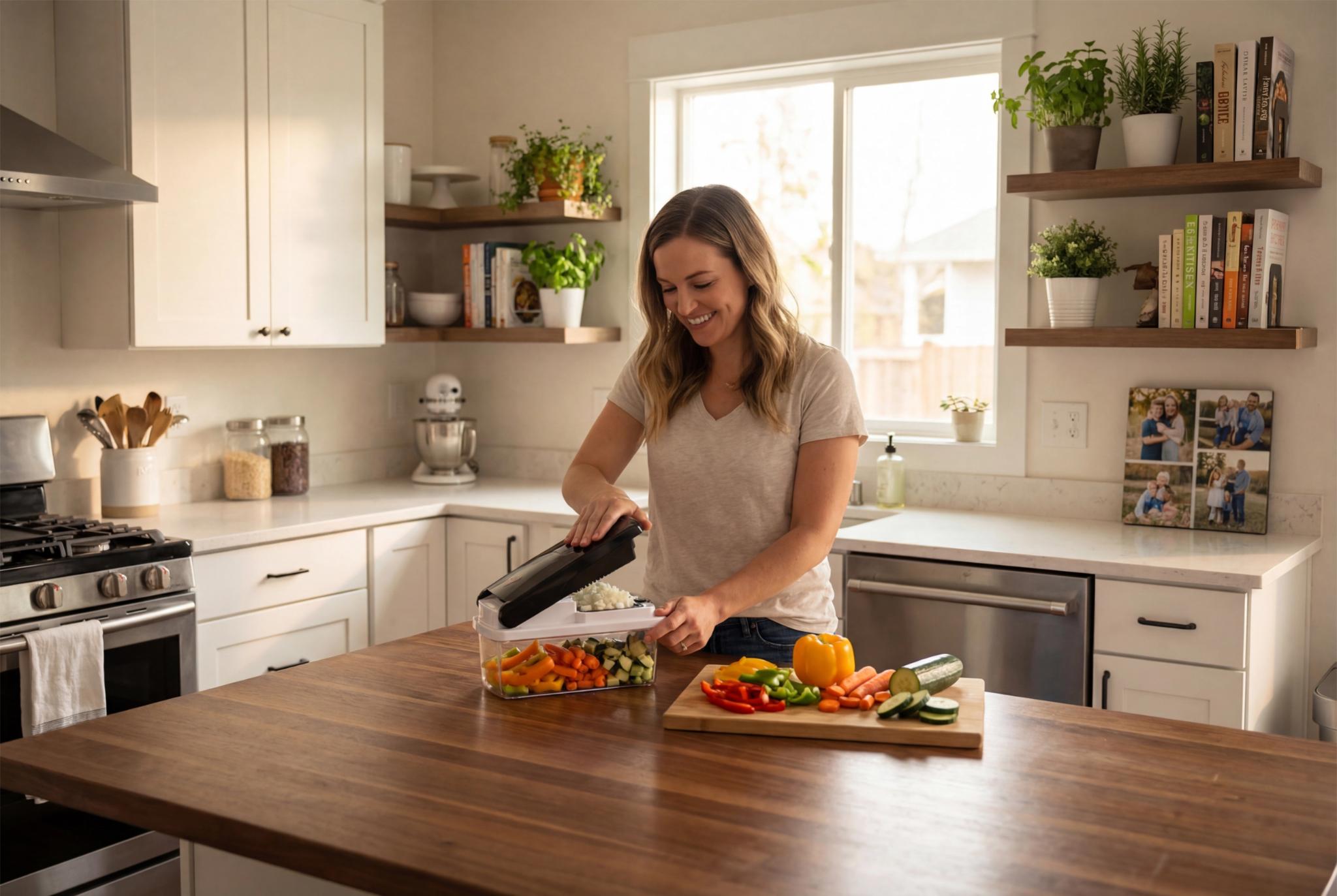 Multifunctional Vegetable Fruit Chopper, Manual Kitchen Tool, Ideal for Squash Noodles, Onion Minced Meat, French Fries Cutting, Durable Slicer