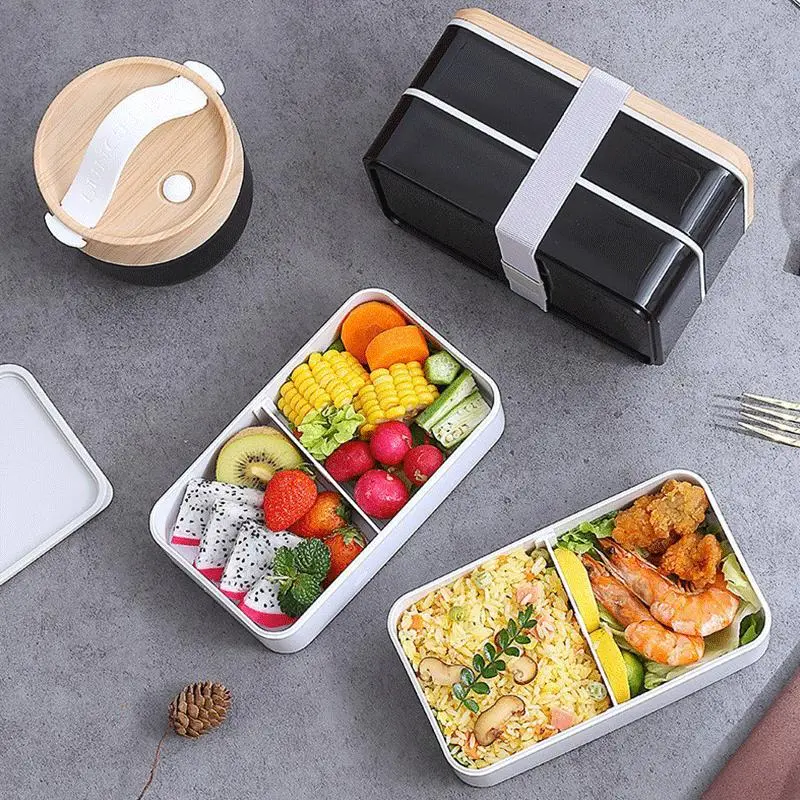 Japanese Style Layered Bento Box for Adults, Stackable Rectangular Lunch Container, Leak-Proof Sealed Design, Microwave & Dishwasher Safe