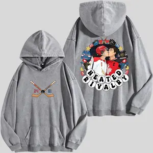 24x81 Heated Rivalry Romance Washed Hoodie, Hollanov Numbers Design Y2K Oversized Hoodie