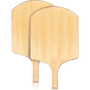 2 Pack Wooden Pizza Peel, 16 x 14 Inch Large Pizza Paddle Set with 8 Inch Wooden Handle for Oven, Stone, Pan or Grill, Spatula for Baking Bread and Cake for Indoor & Outdoor Use