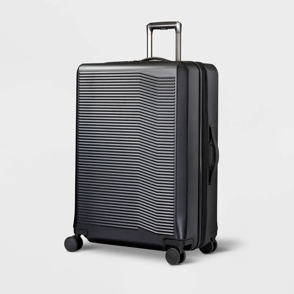 Signature Hardside Large Checked Spinner Suitcase Matte Black - Open Story