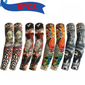 8PCS Unisex Tattoo Arm Sleeves, Stretchy Realistic Full Arm Tattoo Covers, Breathable and Comfortable Fake Tattoo Sleeves, Streetwear Fashion Accessory for Parties, Sports and Everyday Wear